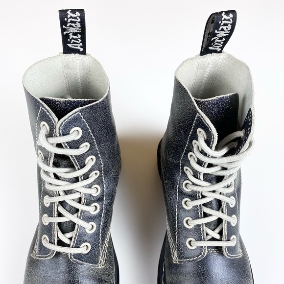 RARE Dr. Martens Pascal Leather 8-Eyelet Boots in Black/White Cristal Suede 5 - Picture 5 of 12